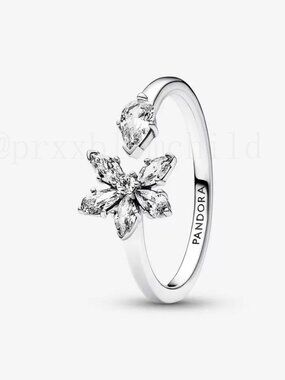 Pandora Sparkling Herbarium Cluster Open Ring